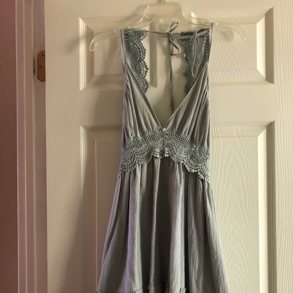 Dusty blue halter dress - Picture 1 of 4